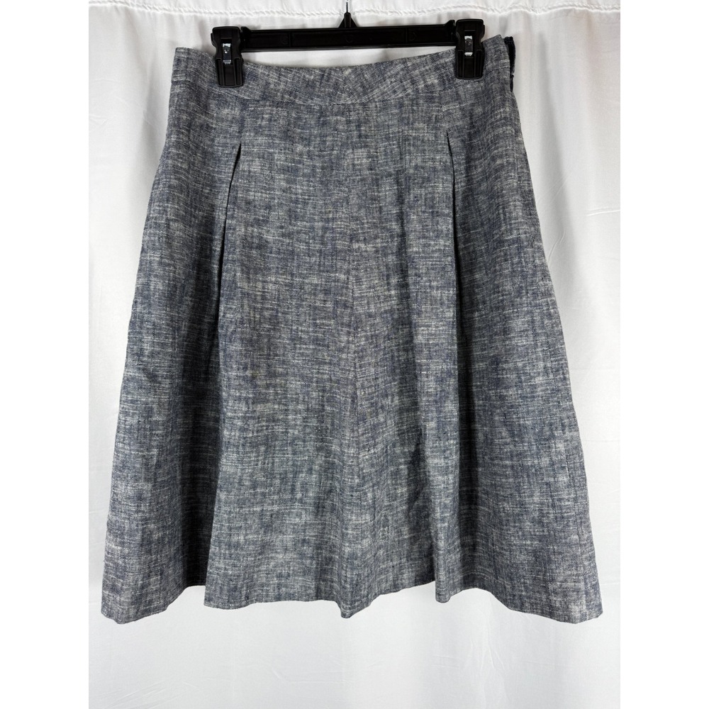 Talbots Womens Dark Gray‎ Linen Blend A-Line Pleated Skirt Size 2 Career Casual